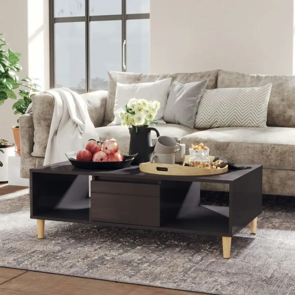 Coffee Table High Gloss Grey 103.5x60x35 cm Engineered Wood 806021