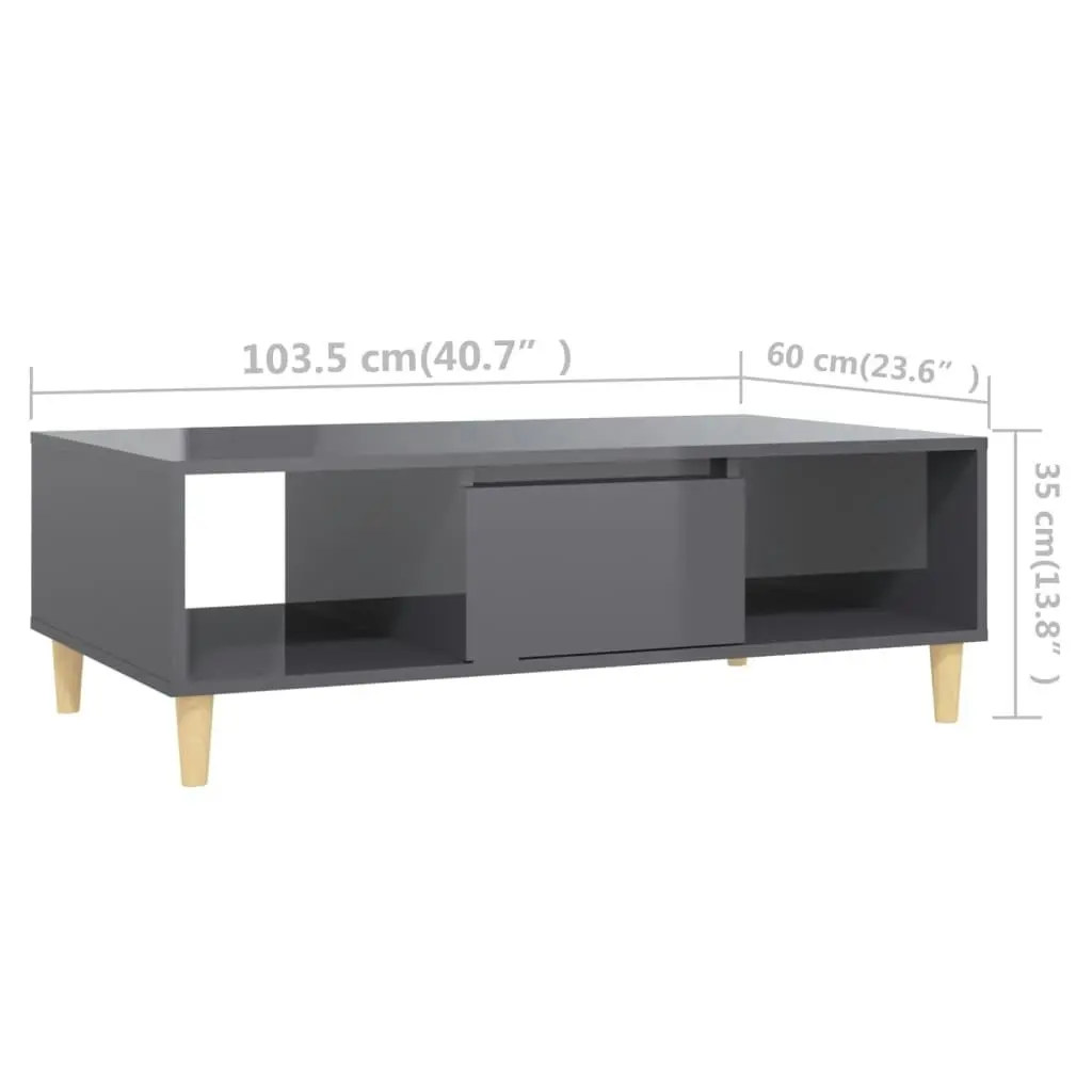 Coffee Table High Gloss Grey 103.5x60x35 cm Engineered Wood 806021