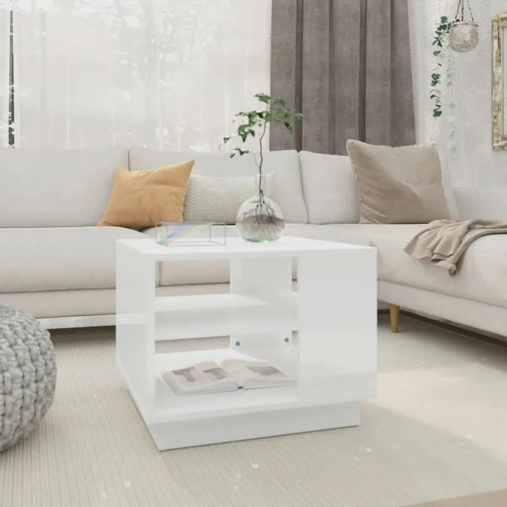 Coffee Table High Gloss White 55x55x43 cm Engineered Wood 810295