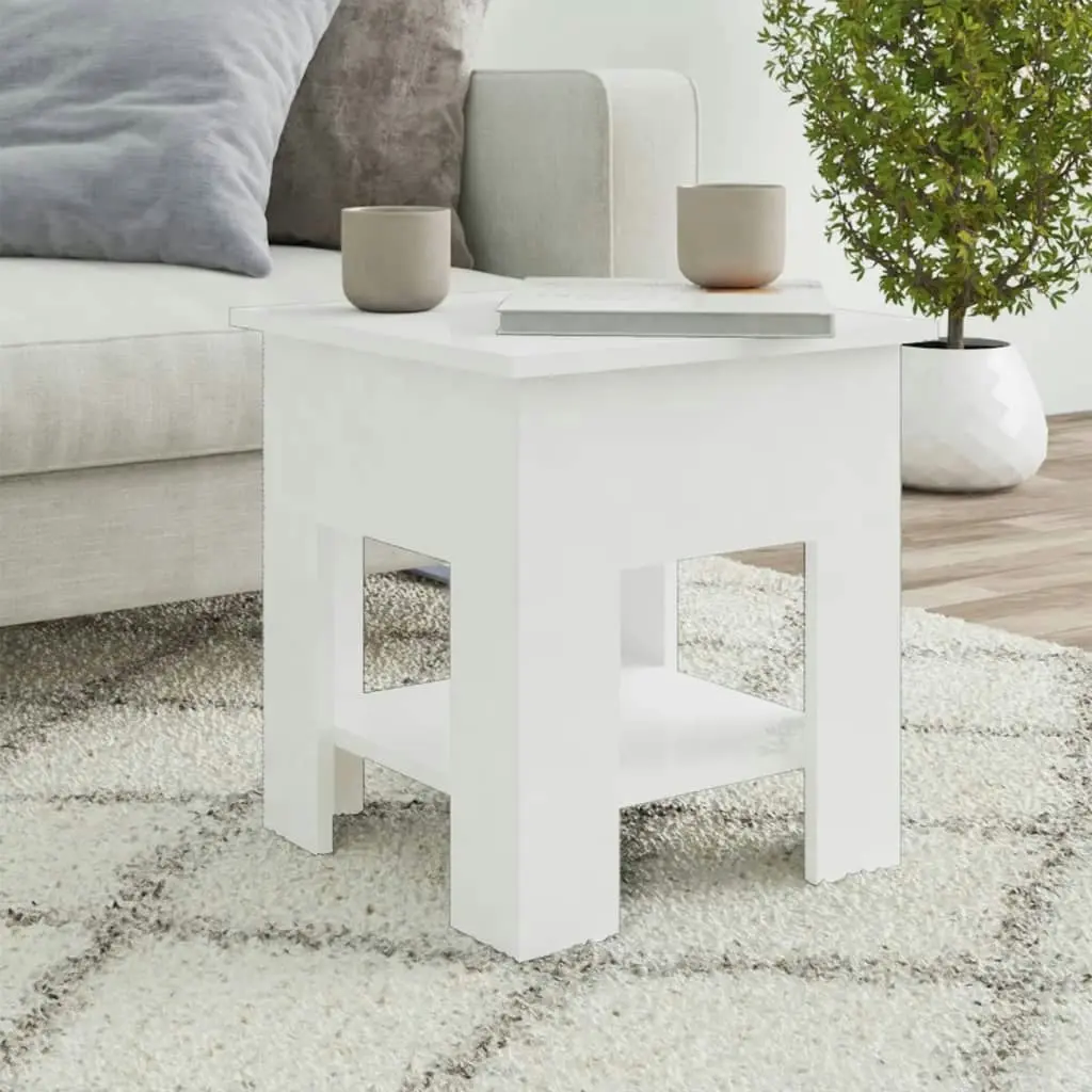 Coffee Table High Gloss White 40x40x42 cm Engineered Wood 810277