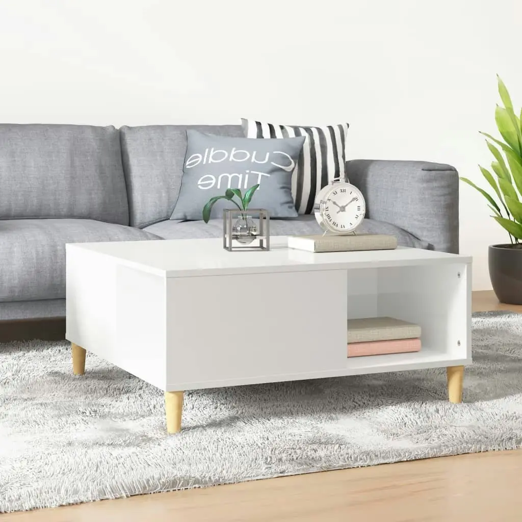 Coffee Table High Gloss White 80x80x36.5 cm Engineered Wood 821094