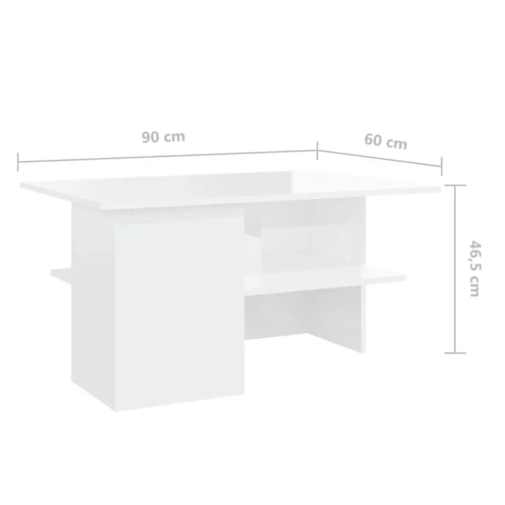 Coffee Table High Gloss White 90x60x46.5 cm Engineered Wood 806855