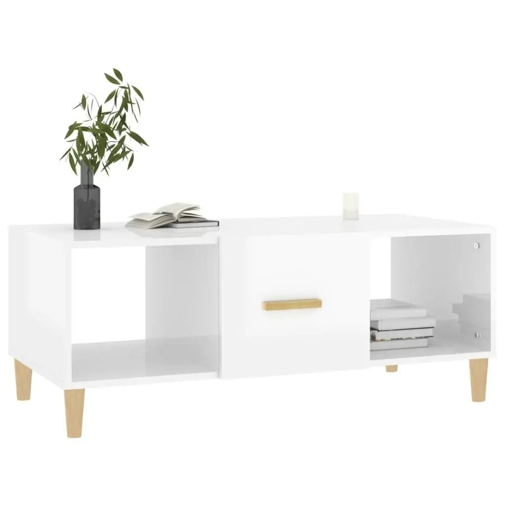 Coffee Table High Gloss White 102x50x40 cm Engineered Wood 812696