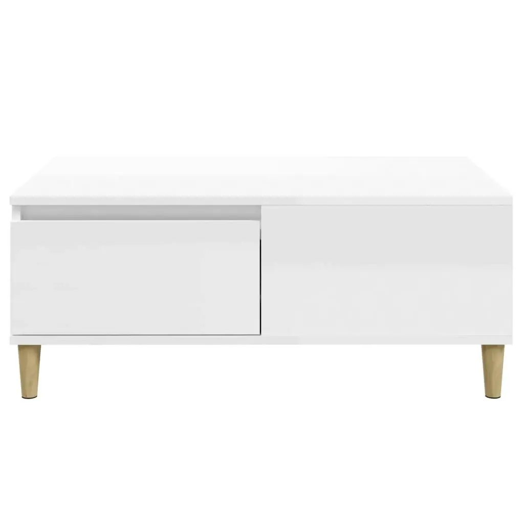 Coffee Table High Gloss White 90x50x36.5 cm Engineered Wood 821110