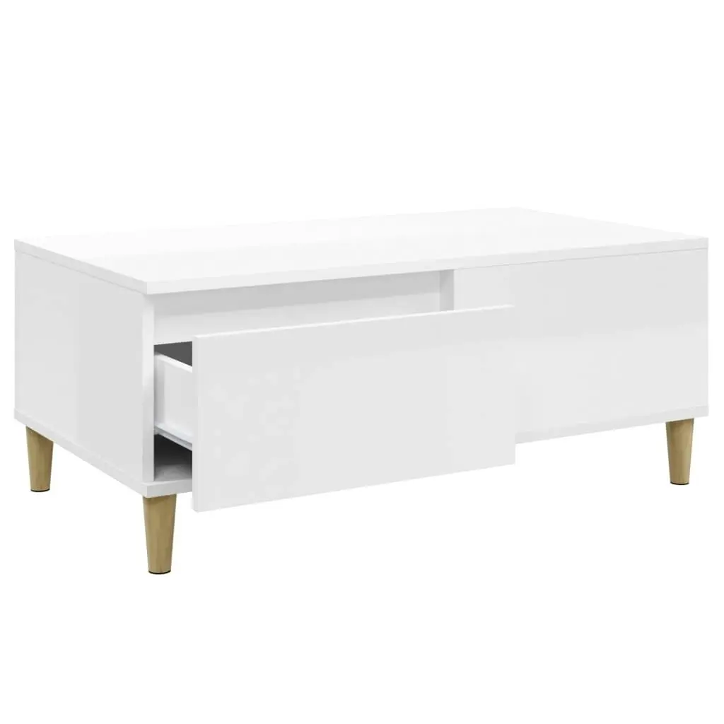 Coffee Table High Gloss White 90x50x36.5 cm Engineered Wood 821110