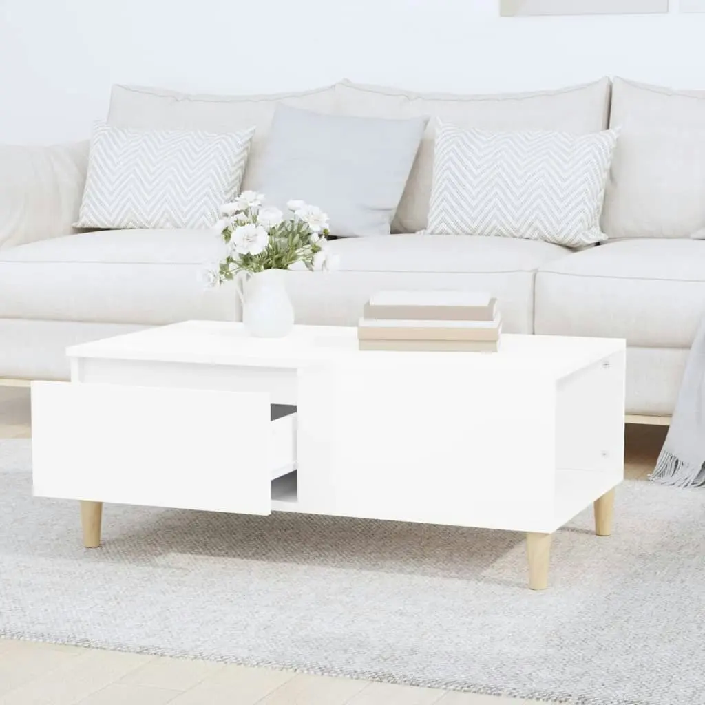 Coffee Table High Gloss White 90x50x36.5 cm Engineered Wood 821110