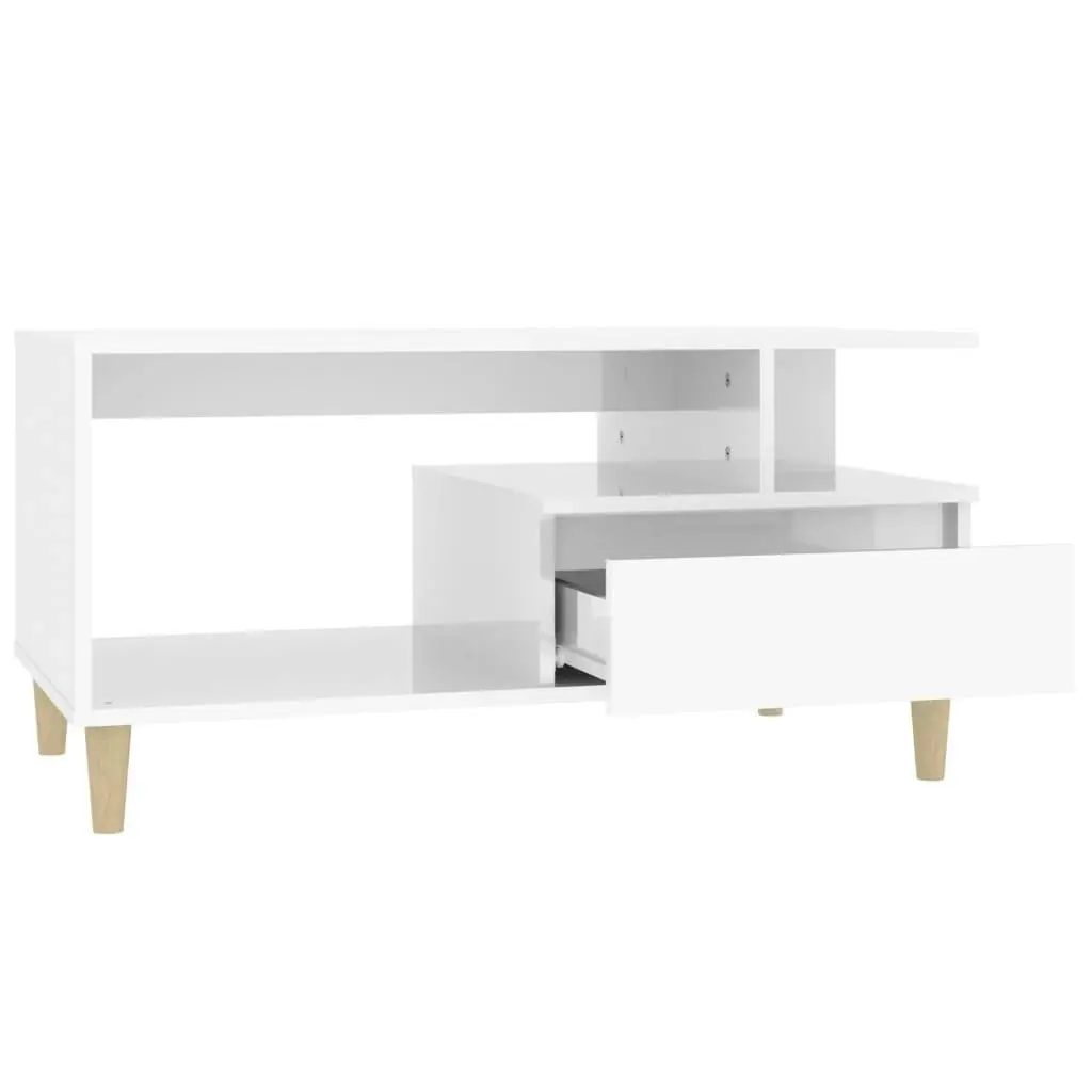 Coffee Table High Gloss White 90x49x45 cm Engineered Wood 819614