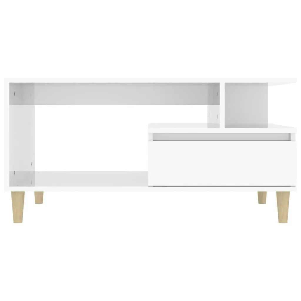 Coffee Table High Gloss White 90x49x45 cm Engineered Wood 819614