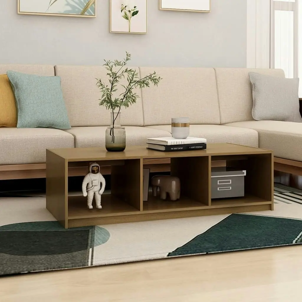 Coffee Table Honey Brown 110x50x34 cm Solid Pinewood 809915