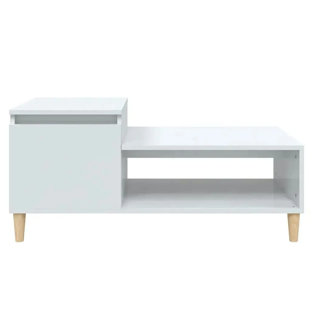 Coffee Table High Gloss White 100x50x45 cm Engineered Wood 821126