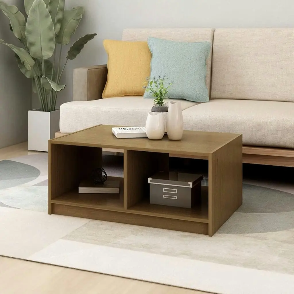 Coffee Table Honey Brown 75x50x33.5 cm Solid Pinewood 809909