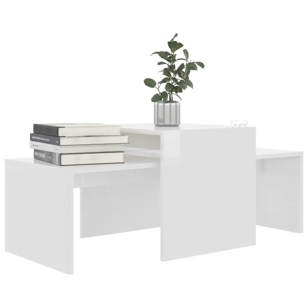 Coffee Table Set High Gloss White 100x48x40 cm Engineered Wood 802918