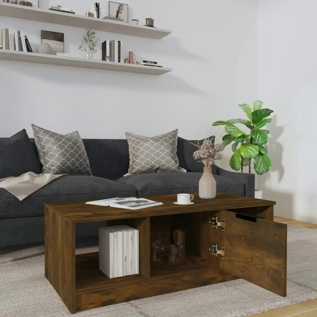 Coffee Table Smoked Oak 102x50x36 cm Engineered Wood 817078