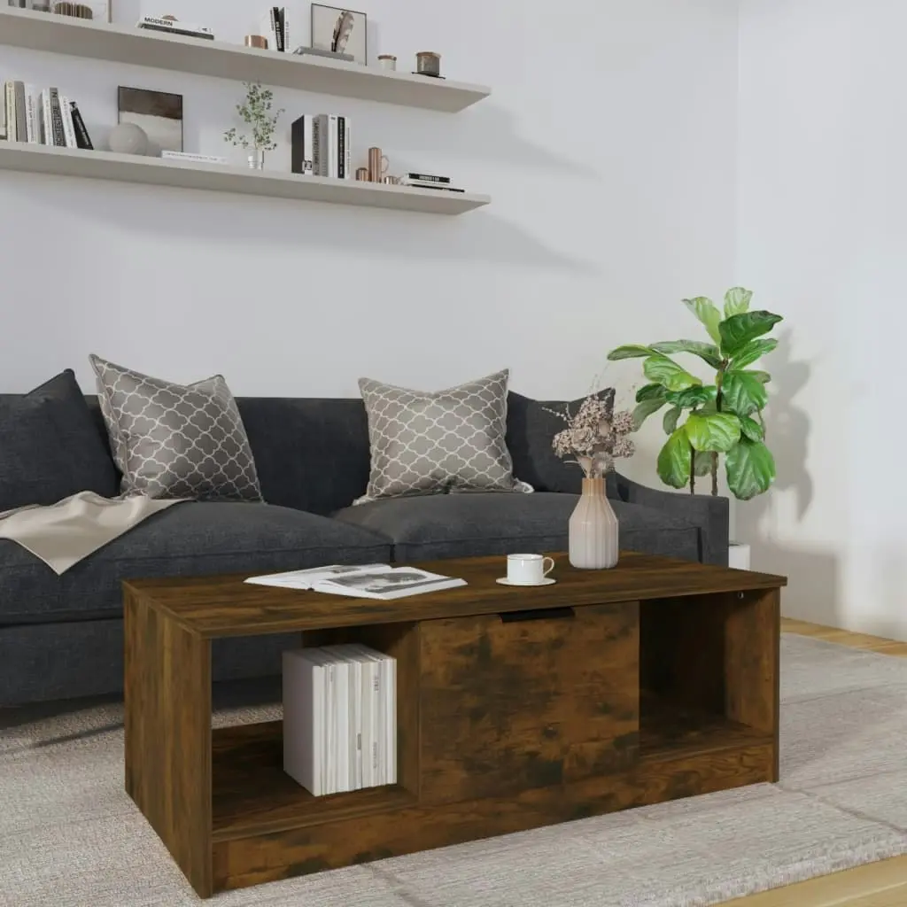 Coffee Table Smoked Oak 102x50x36 cm Engineered Wood 817078