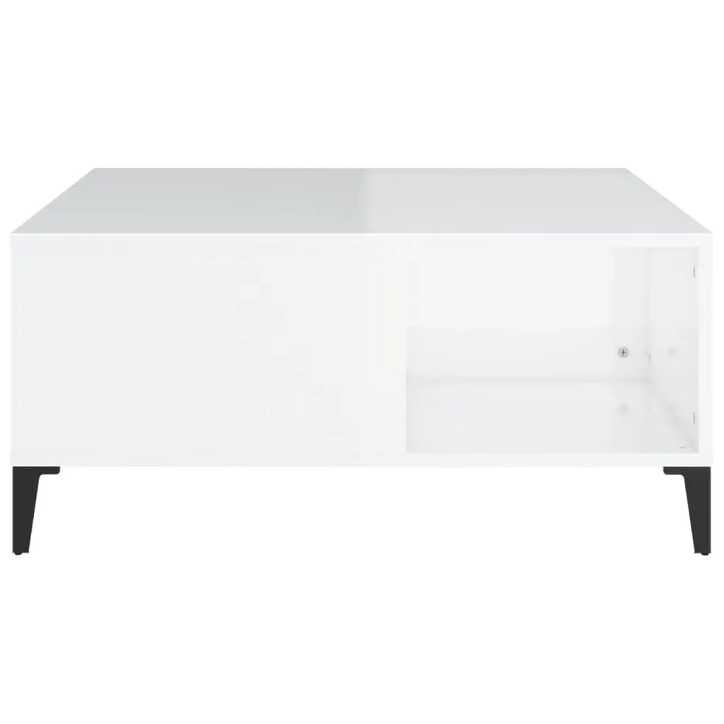 Coffee Table High Gloss White 80x80x36.5 cm Engineered Wood 821102