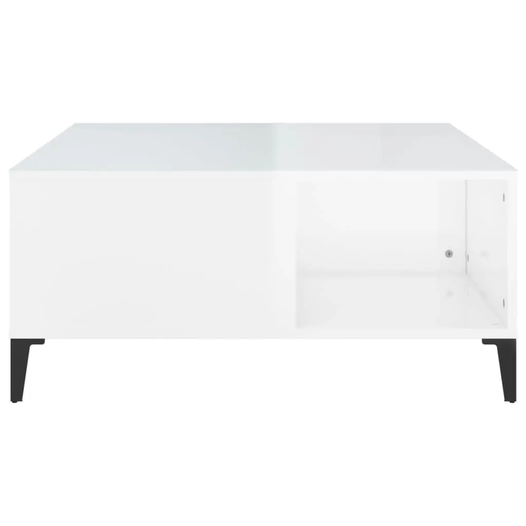 Coffee Table High Gloss White 80x80x36.5 cm Engineered Wood 821102