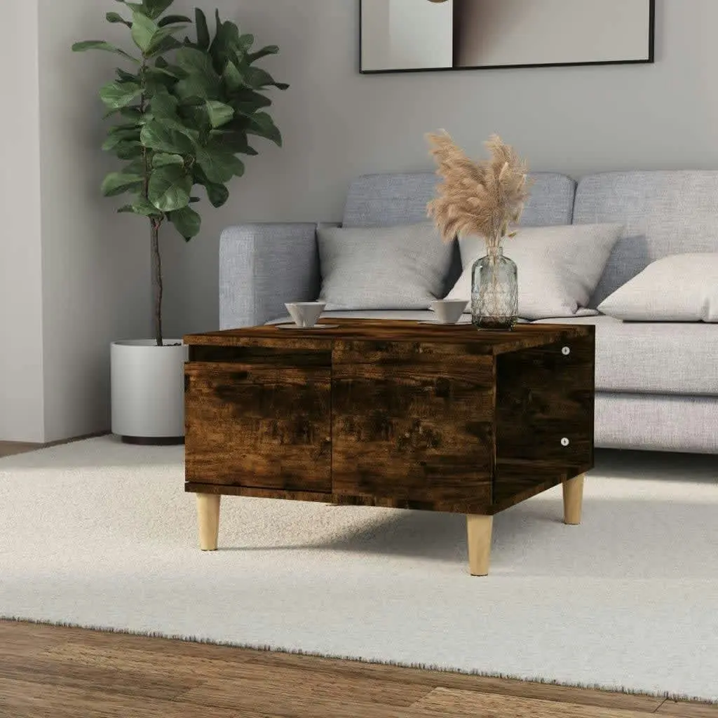 Coffee Table Smoked Oak 55x55x36.5 cm Engineered Wood 821081