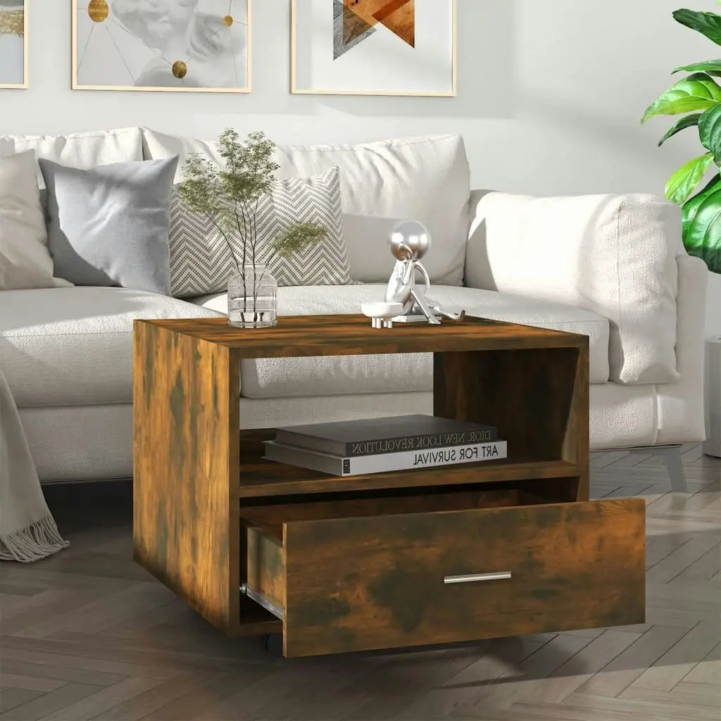 Coffee Table Smoked Oak 55x55x40 cm Engineered Wood 816937