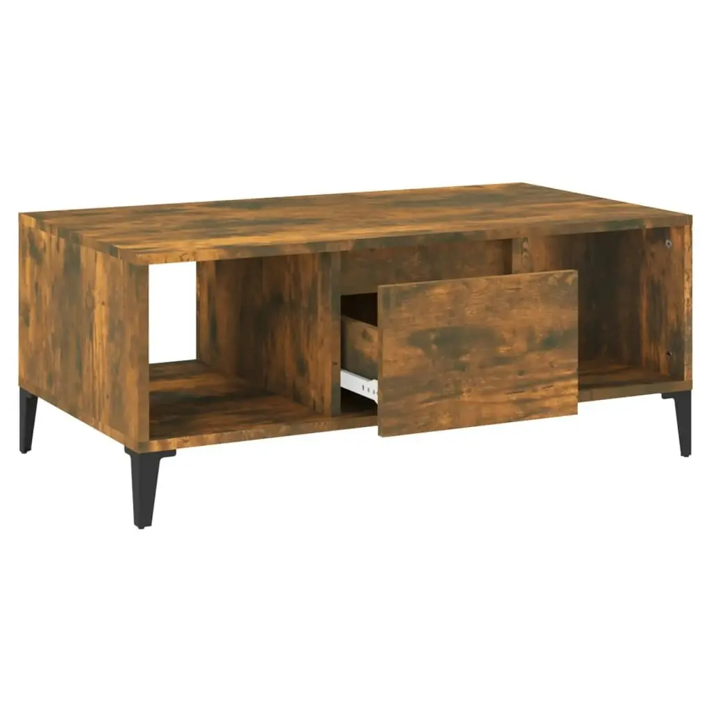 Coffee Table Smoked Oak 90x50x36.5 cm Engineered Wood 821073