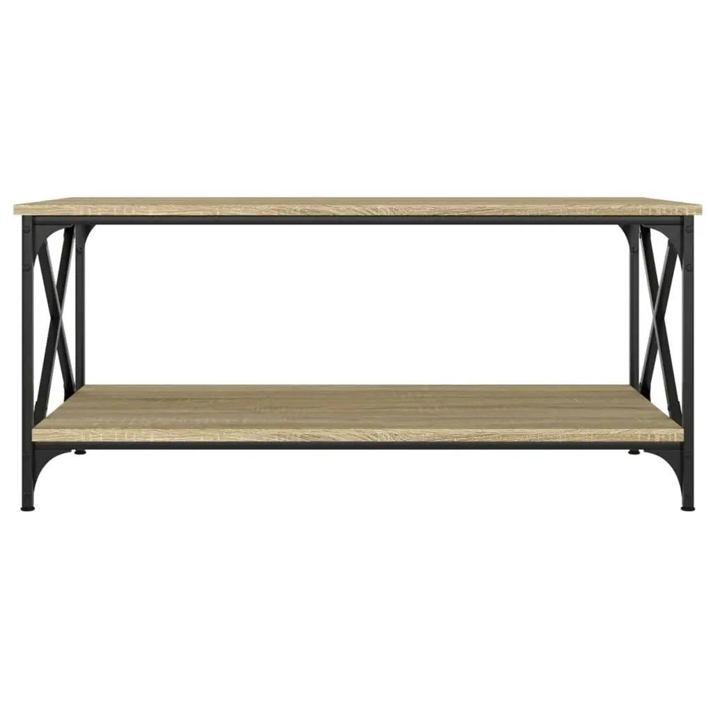 Coffee Table Sonoma Oak 100x50x45 cm Engineered Wood and Iron 823308