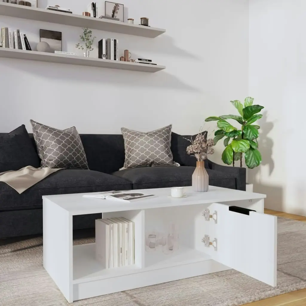 Coffee Table White 102x50x36 cm Engineered Wood 811349