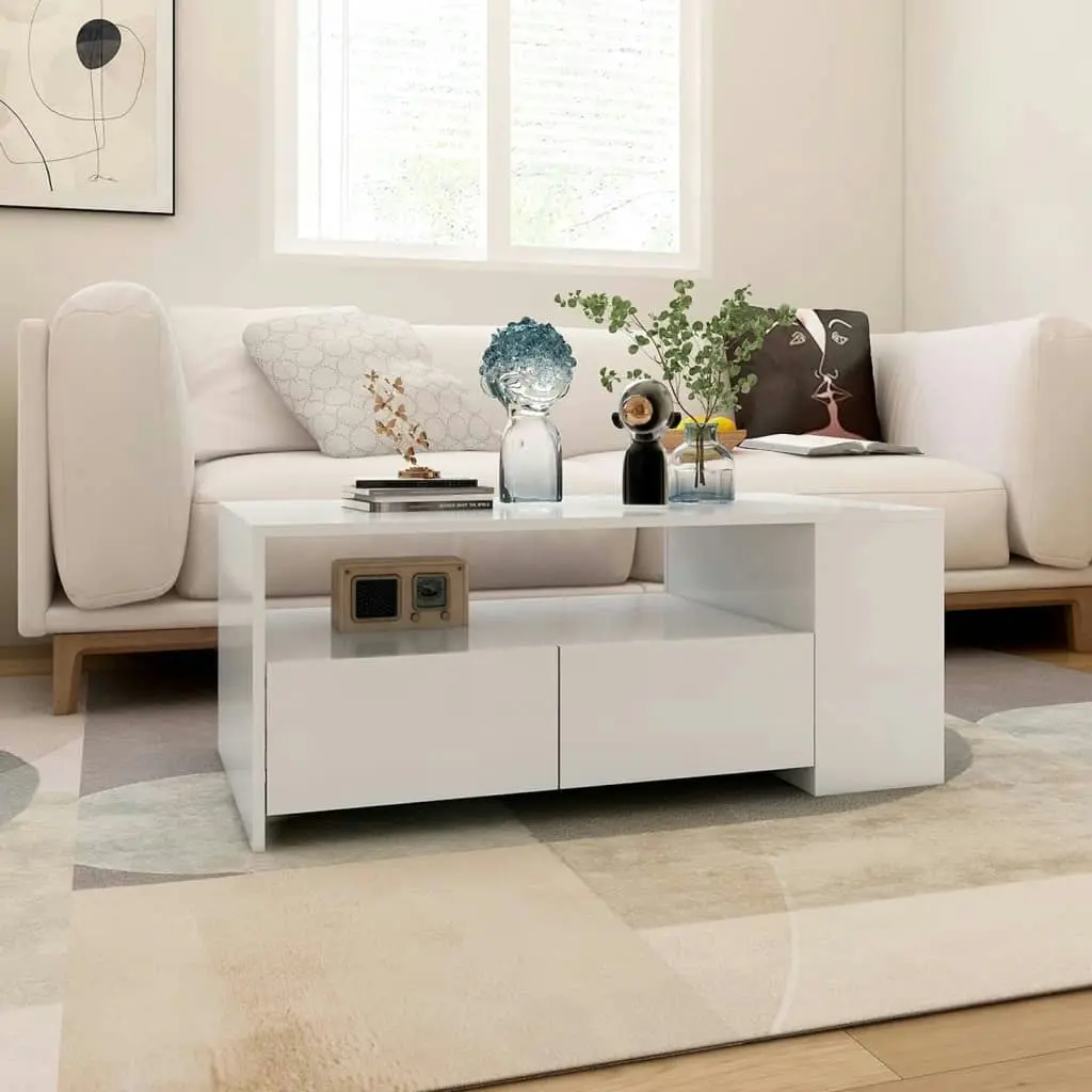 Coffee Table White 102x55x42 cm Engineered Wood 810917