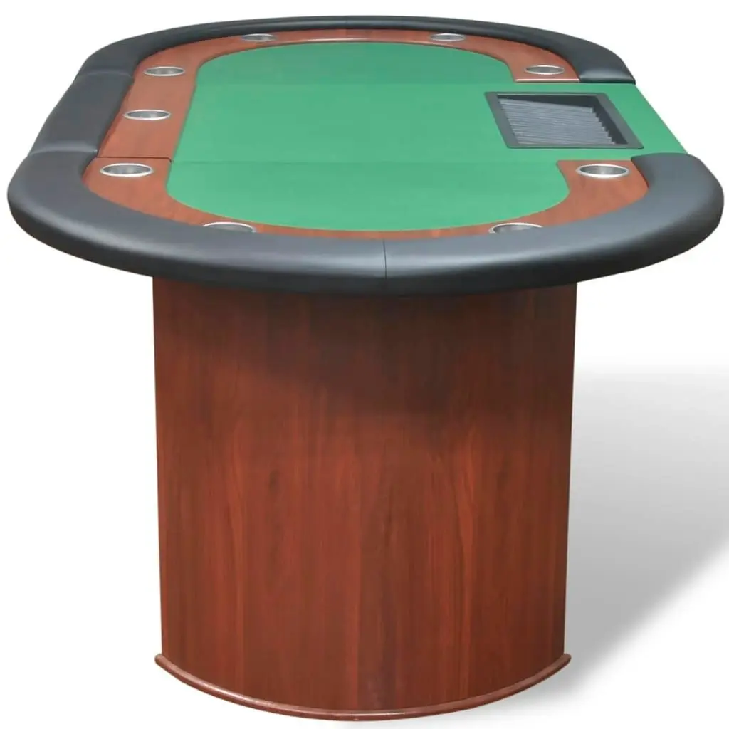 10-Player Poker Table with Dealer Area and Chip Tray Green 80133