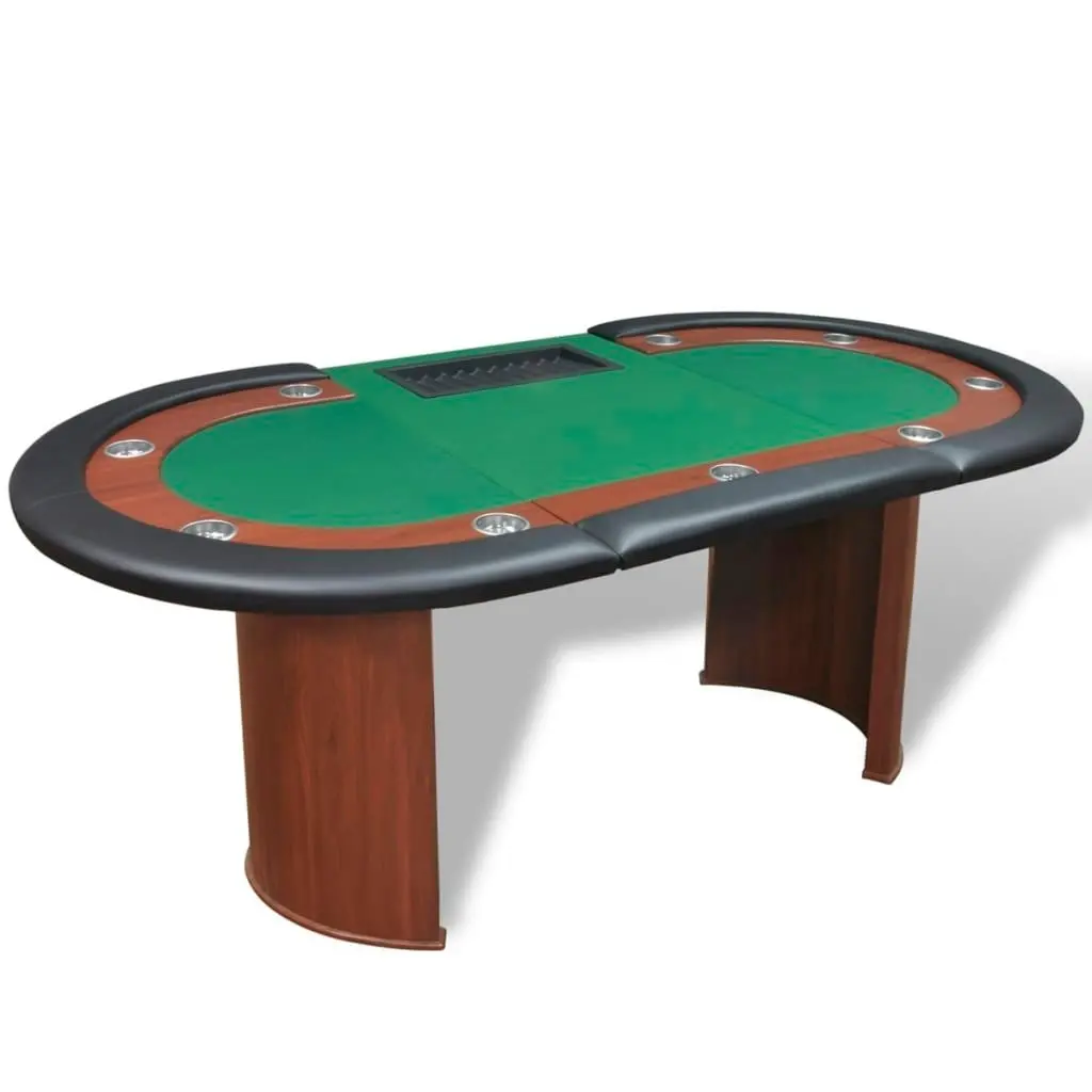 10-Player Poker Table with Dealer Area and Chip Tray Green 80133