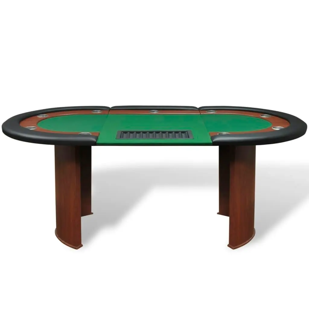 10-Player Poker Table with Dealer Area and Chip Tray Green 80133