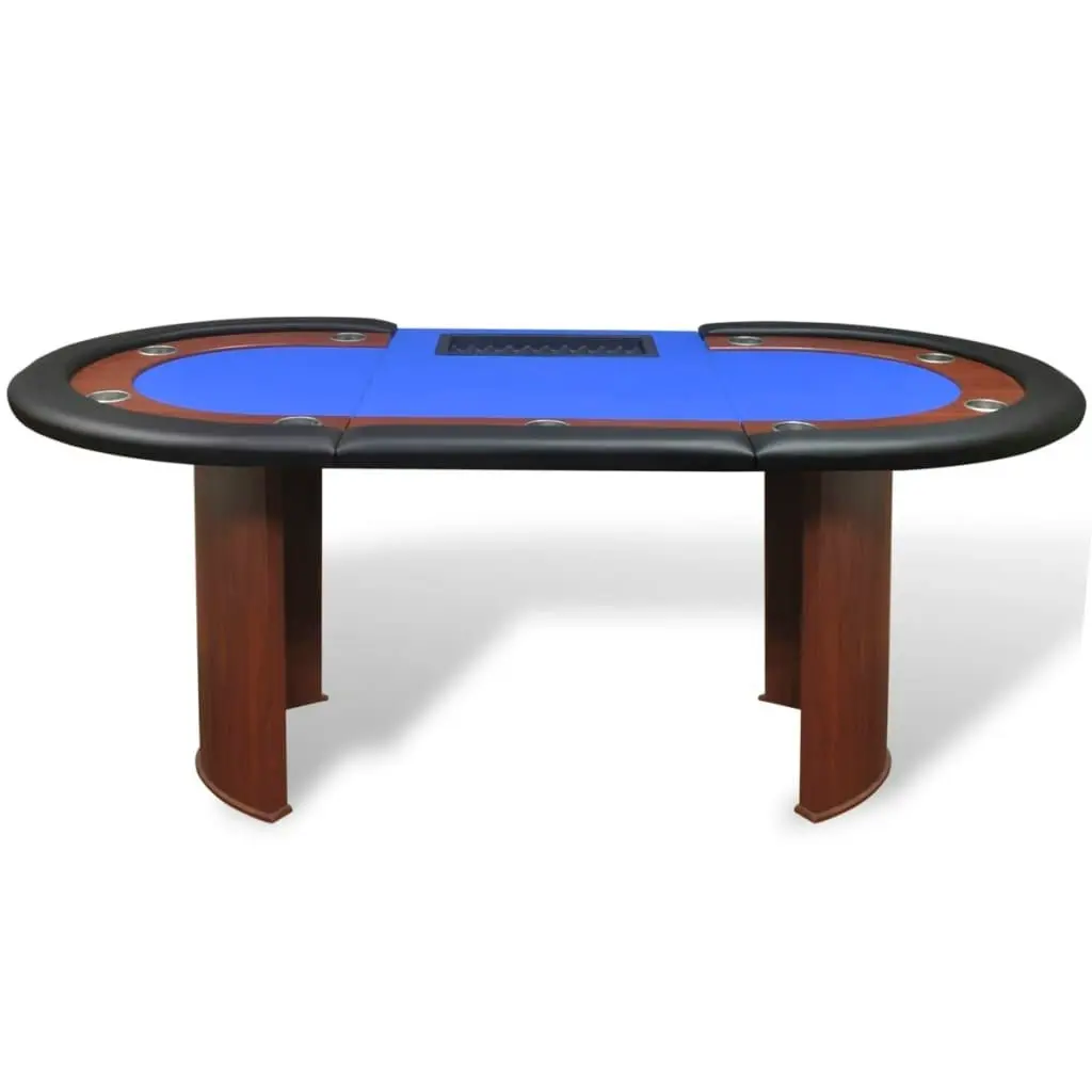 10-Player Poker Table with Dealer Area and Chip Tray Blue 80134