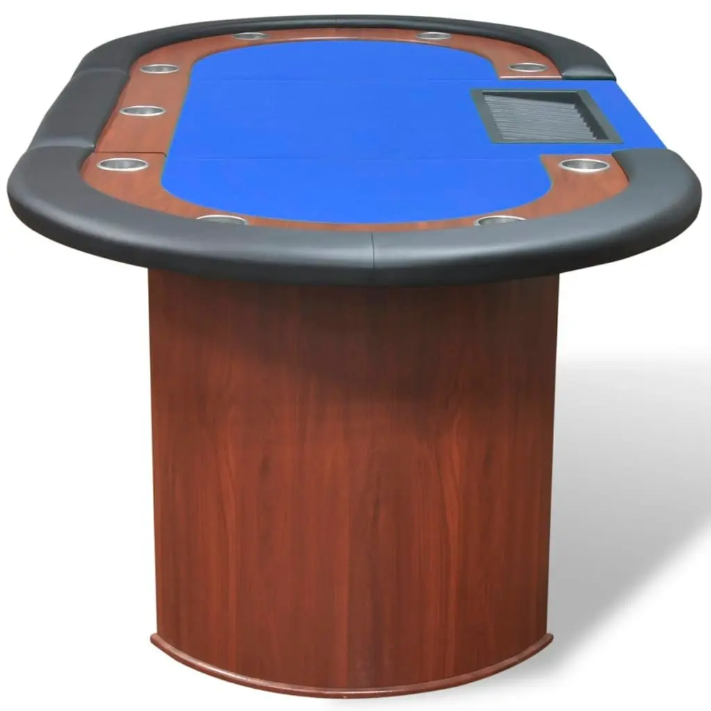 10-Player Poker Table with Dealer Area and Chip Tray Blue 80134