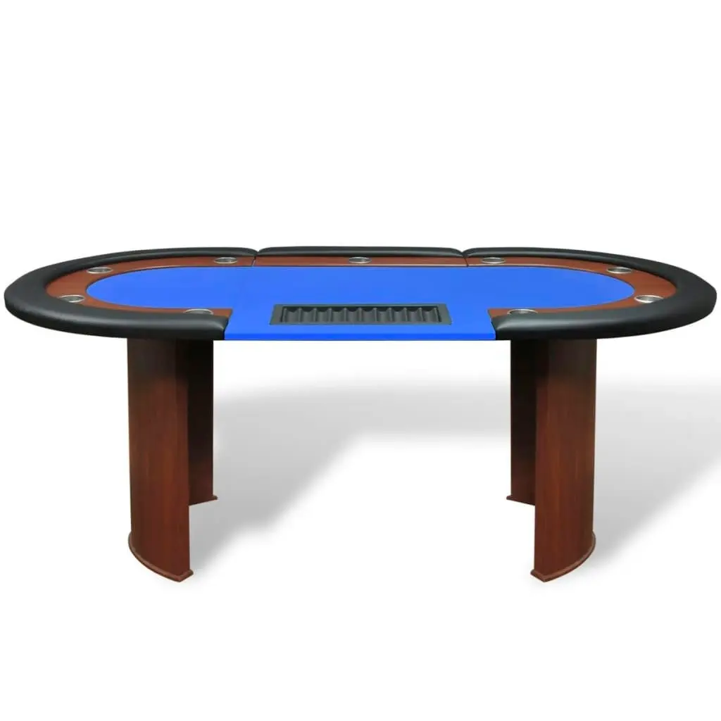 10-Player Poker Table with Dealer Area and Chip Tray Blue 80134