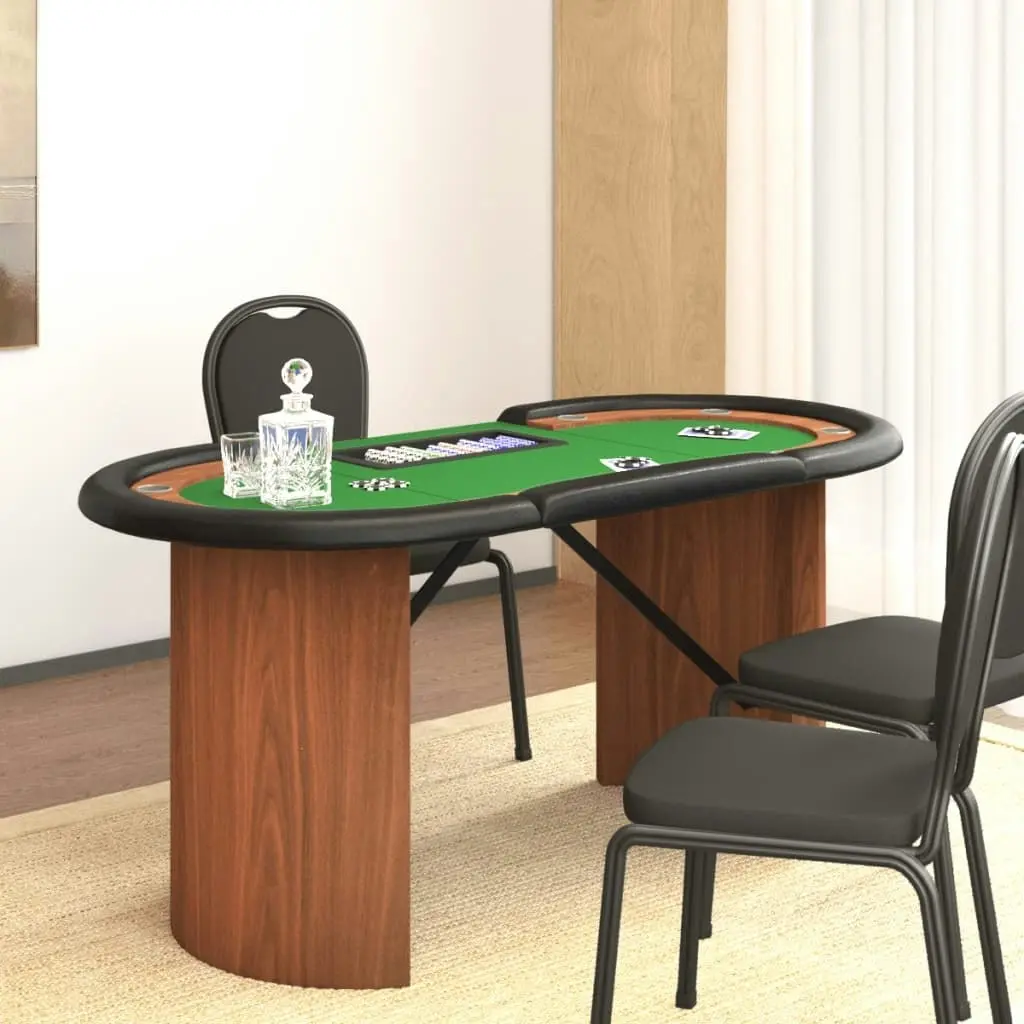 10-Player Poker Table with Chip Tray Green 160x80x75 cm 80406