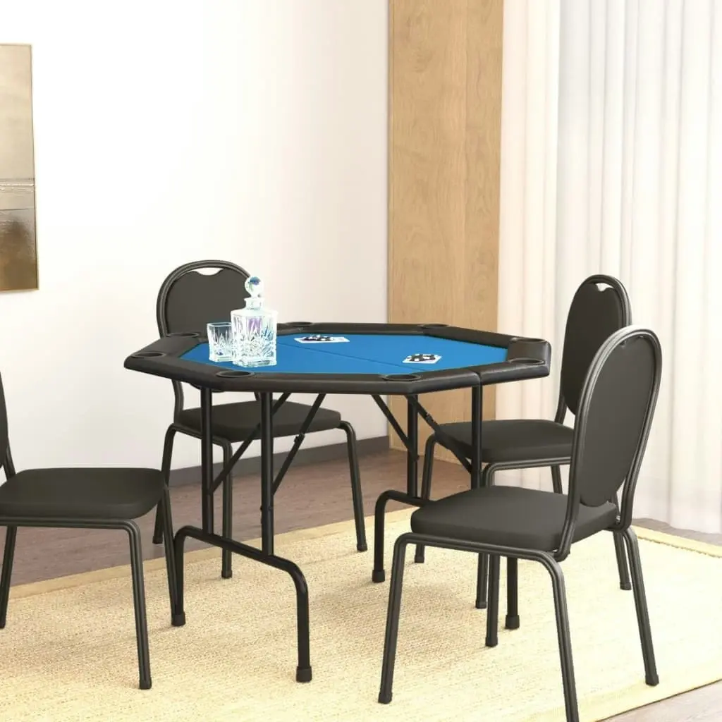 8-Player Folding Poker Table Blue 108x108x75 cm 80405