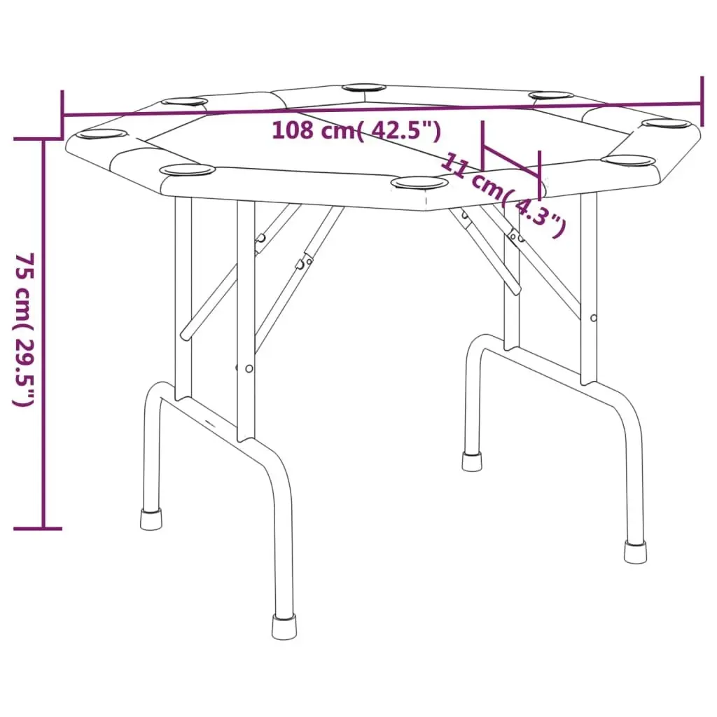 8-Player Folding Poker Table Blue 108x108x75 cm 80405