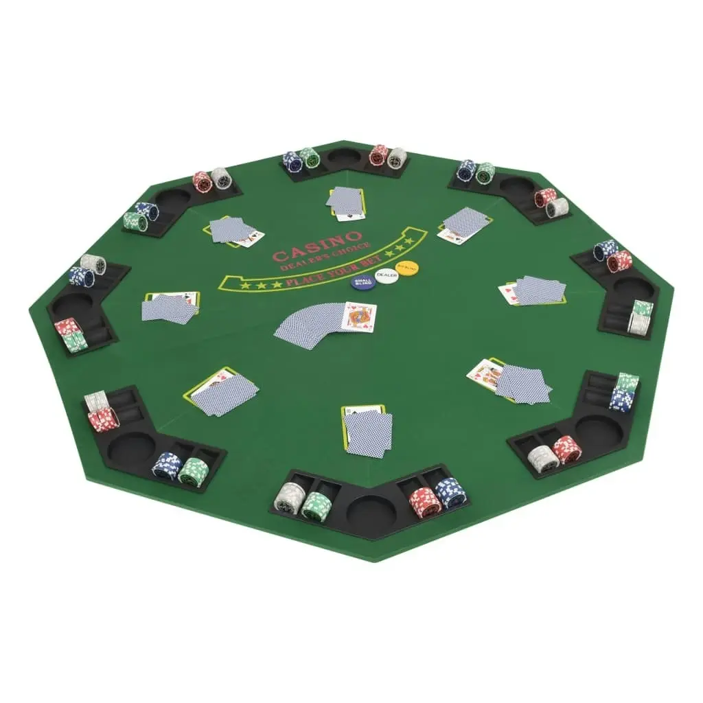 8-Player Folding Poker Tabletop 2 Fold Octagonal Green 80209