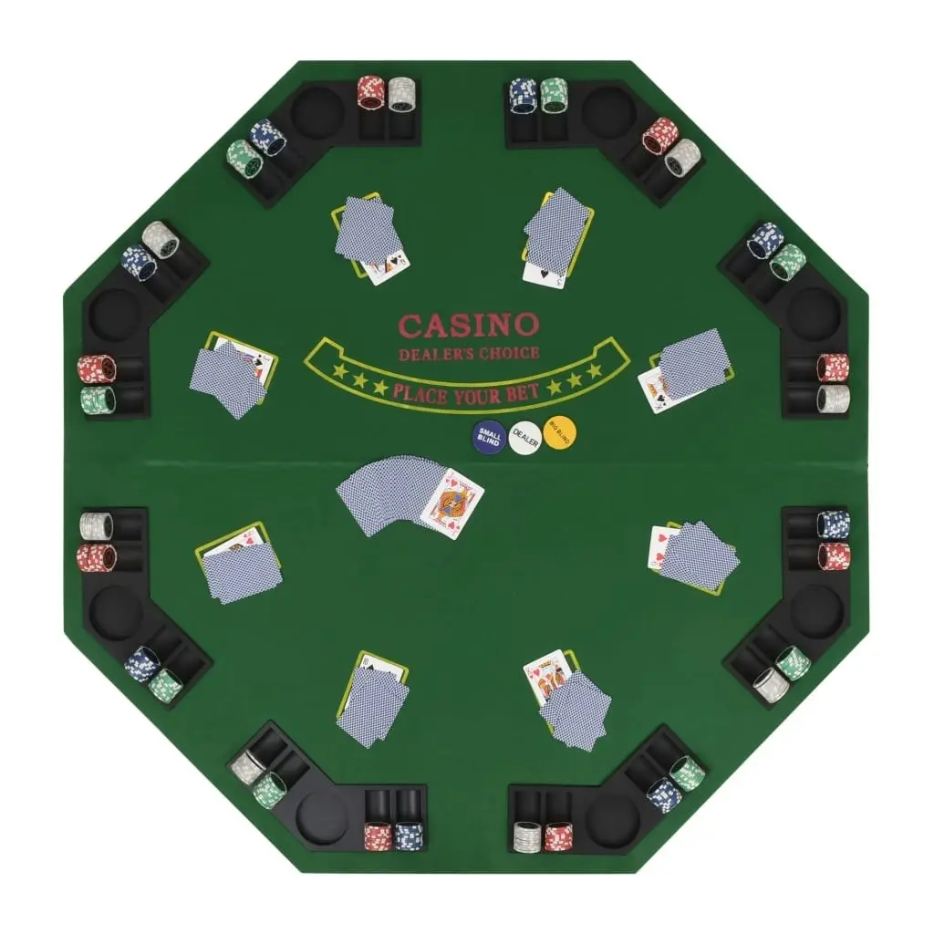 8-Player Folding Poker Tabletop 2 Fold Octagonal Green 80209