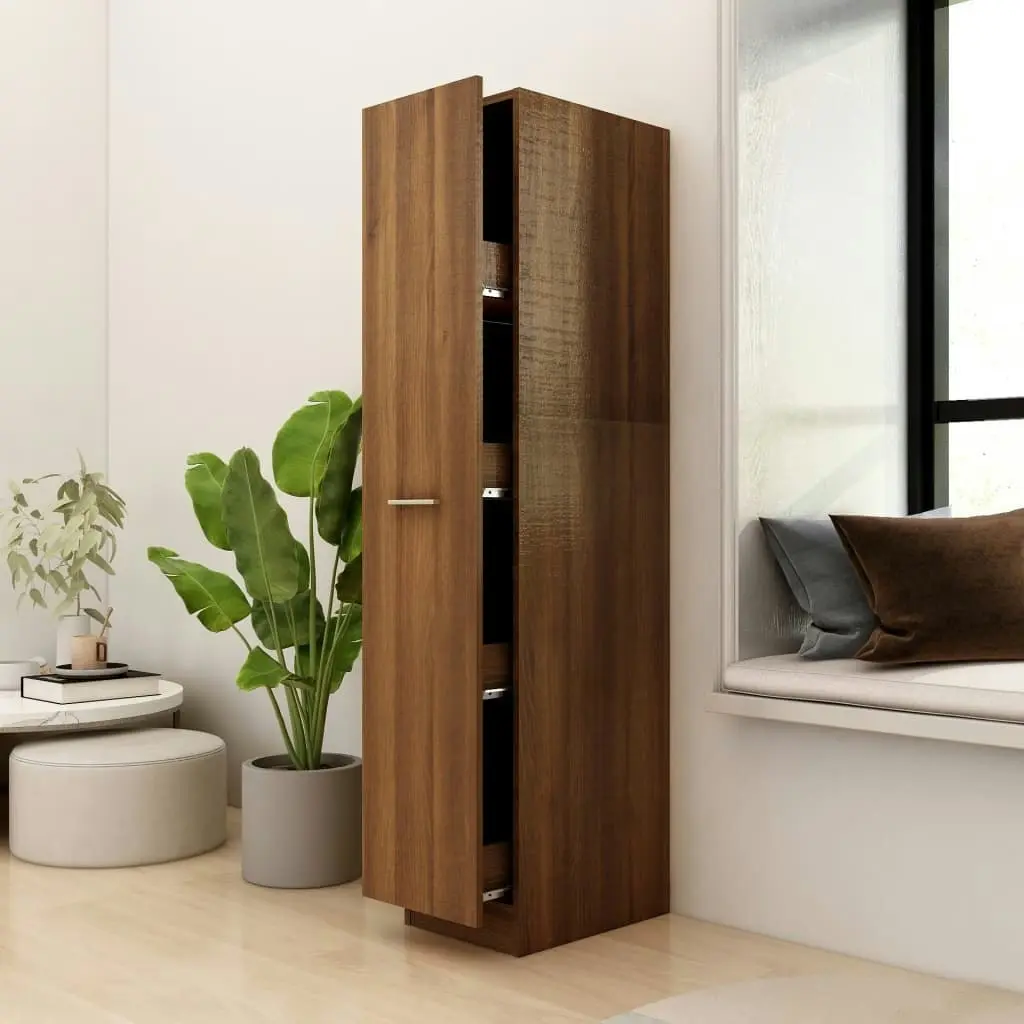 Apothecary Cabinet Brown Oak 30x42.5x150 cm Engineered Wood 815203