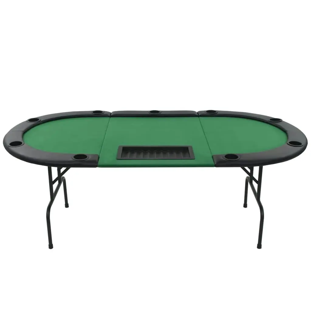 9-Player Folding Poker Table 3 Fold Oval Green 80210