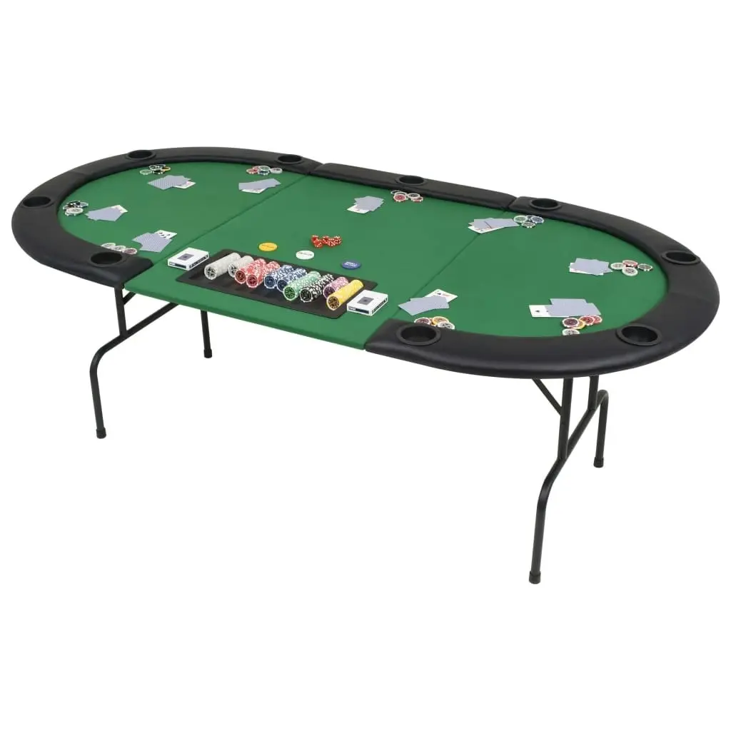 9-Player Folding Poker Table 3 Fold Oval Green 80210