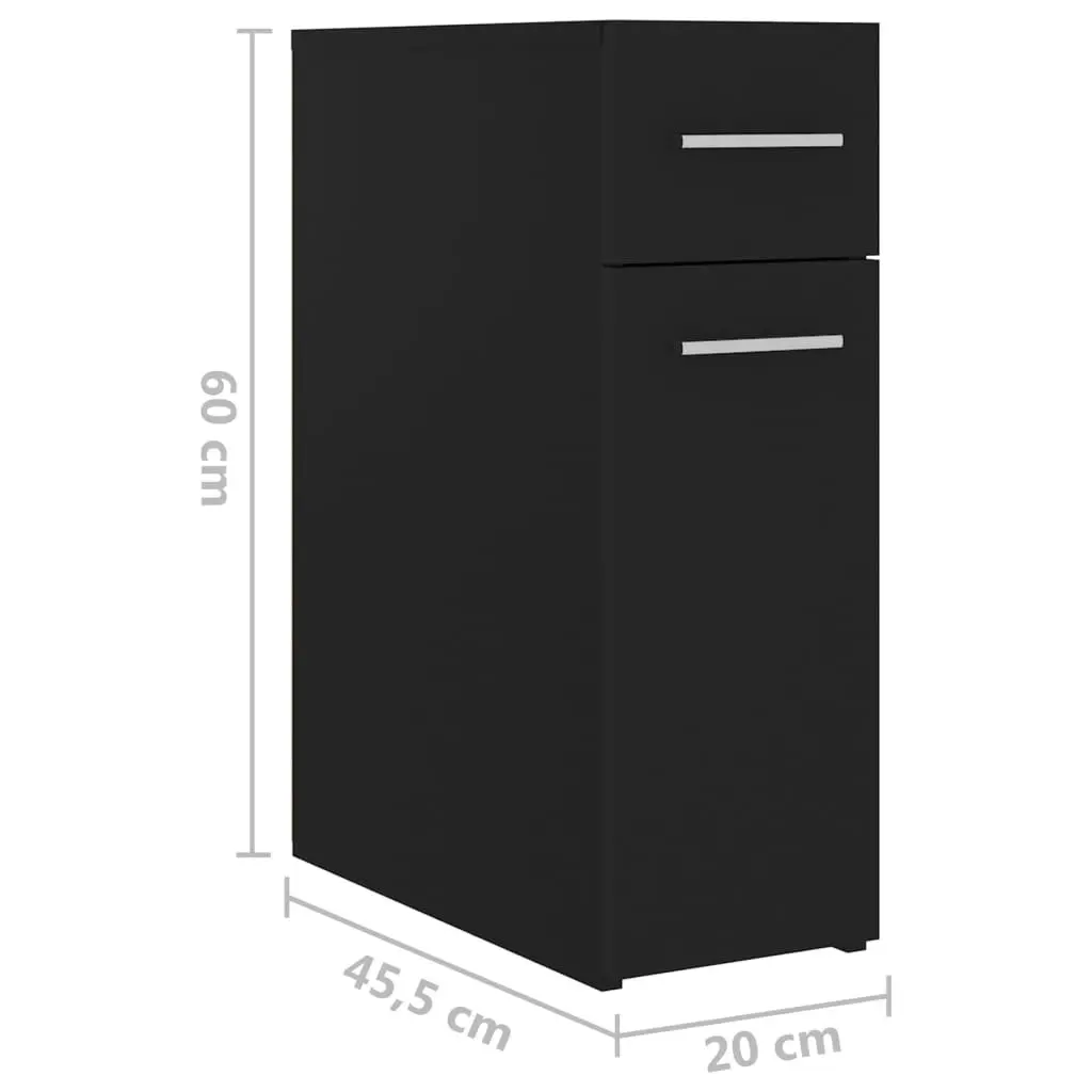 Apothecary Cabinet Black 20x45.5x60 cm Engineered Wood 804212