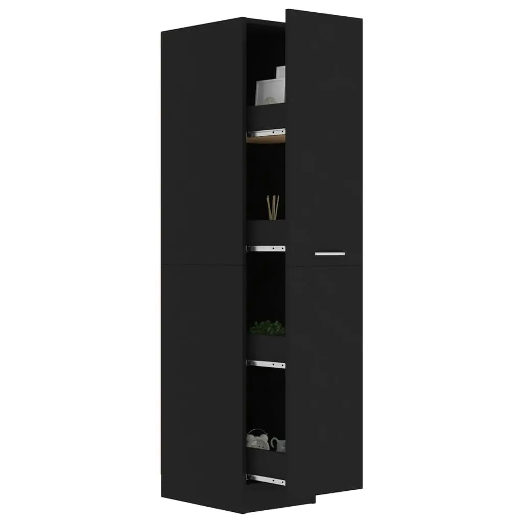 Apothecary Cabinet Black 30x42.5x150 cm Engineered Wood 804221