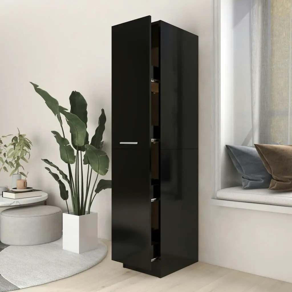 Apothecary Cabinet Black 30x42.5x150 cm Engineered Wood 804221