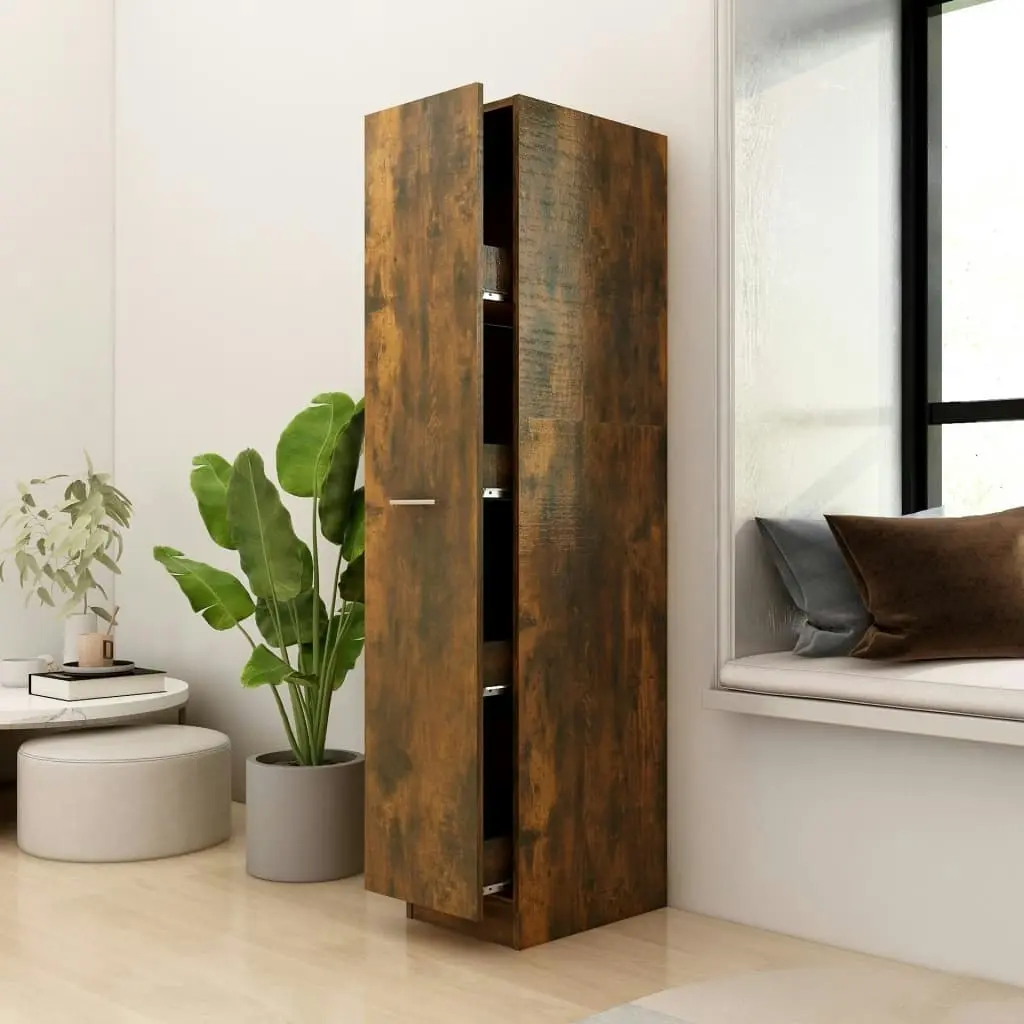 Apothecary Cabinet Smoked Oak 30x42.5x150 cm Engineered Wood 815201