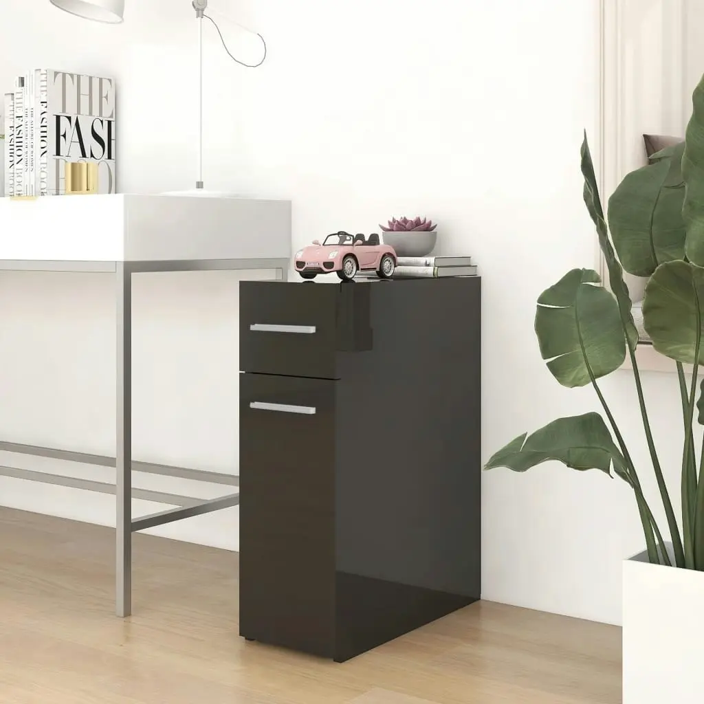 Apothecary Cabinet High Gloss Black 20x45.5x60 cm Engineered Wood 804218