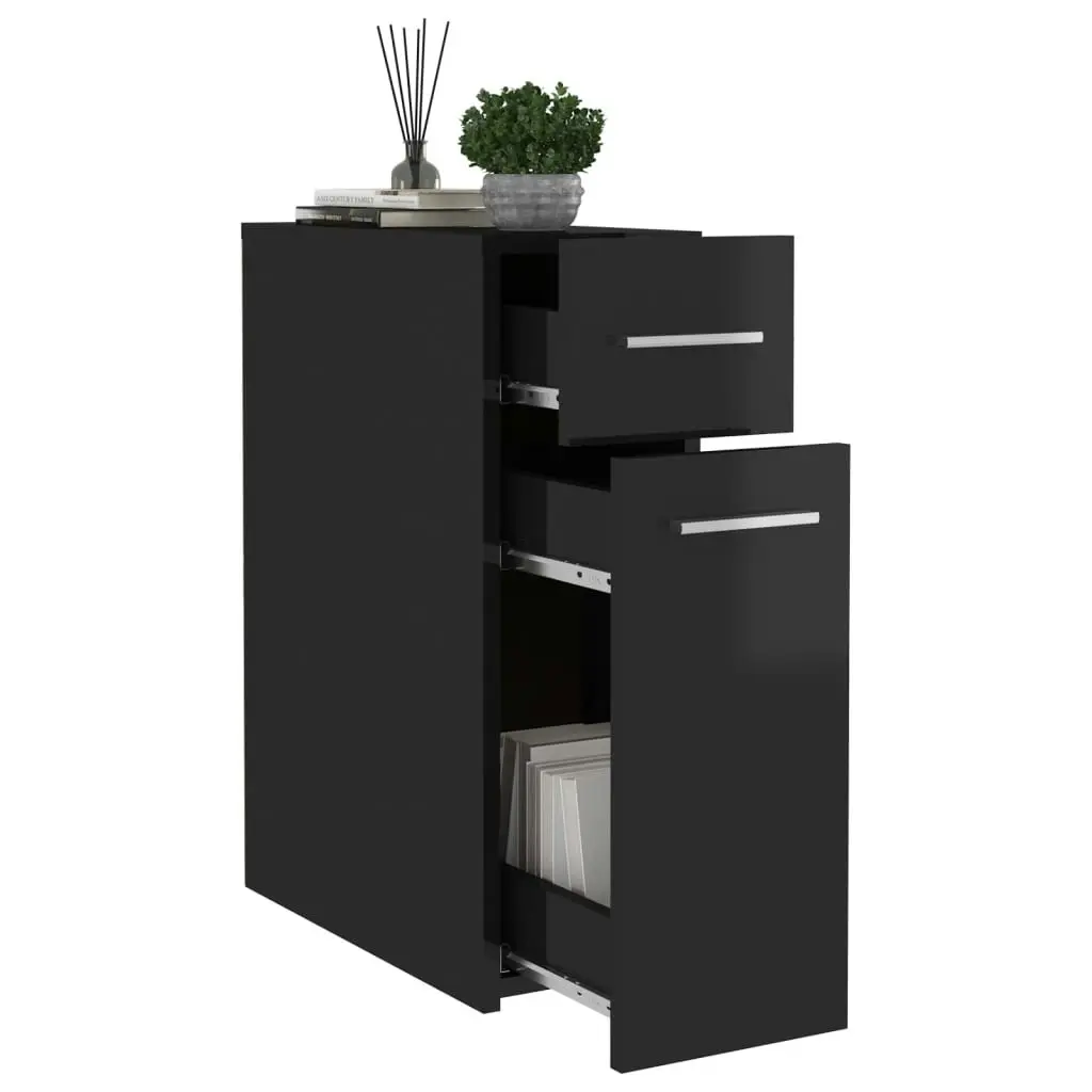 Apothecary Cabinet High Gloss Black 20x45.5x60 cm Engineered Wood 804218