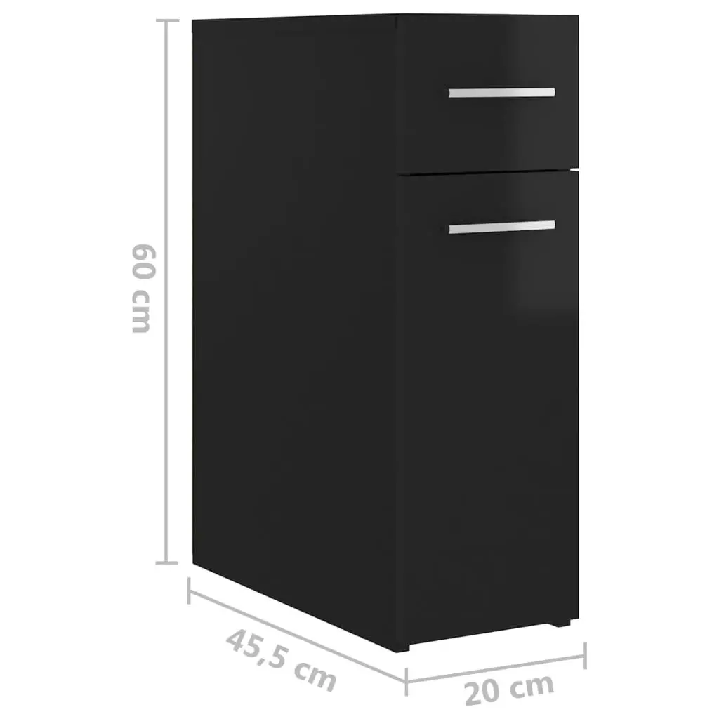 Apothecary Cabinet High Gloss Black 20x45.5x60 cm Engineered Wood 804218