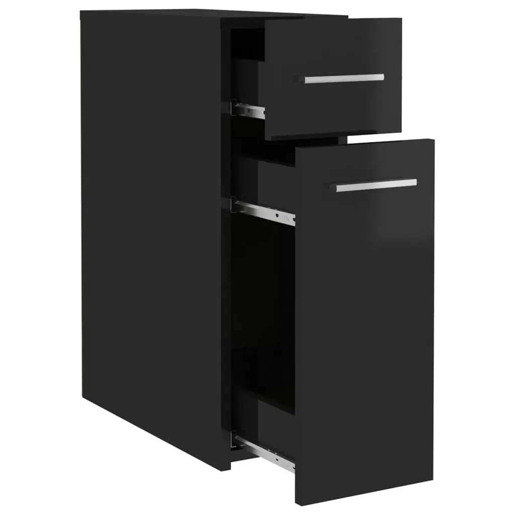 Apothecary Cabinet High Gloss Black 20x45.5x60 cm Engineered Wood 804218