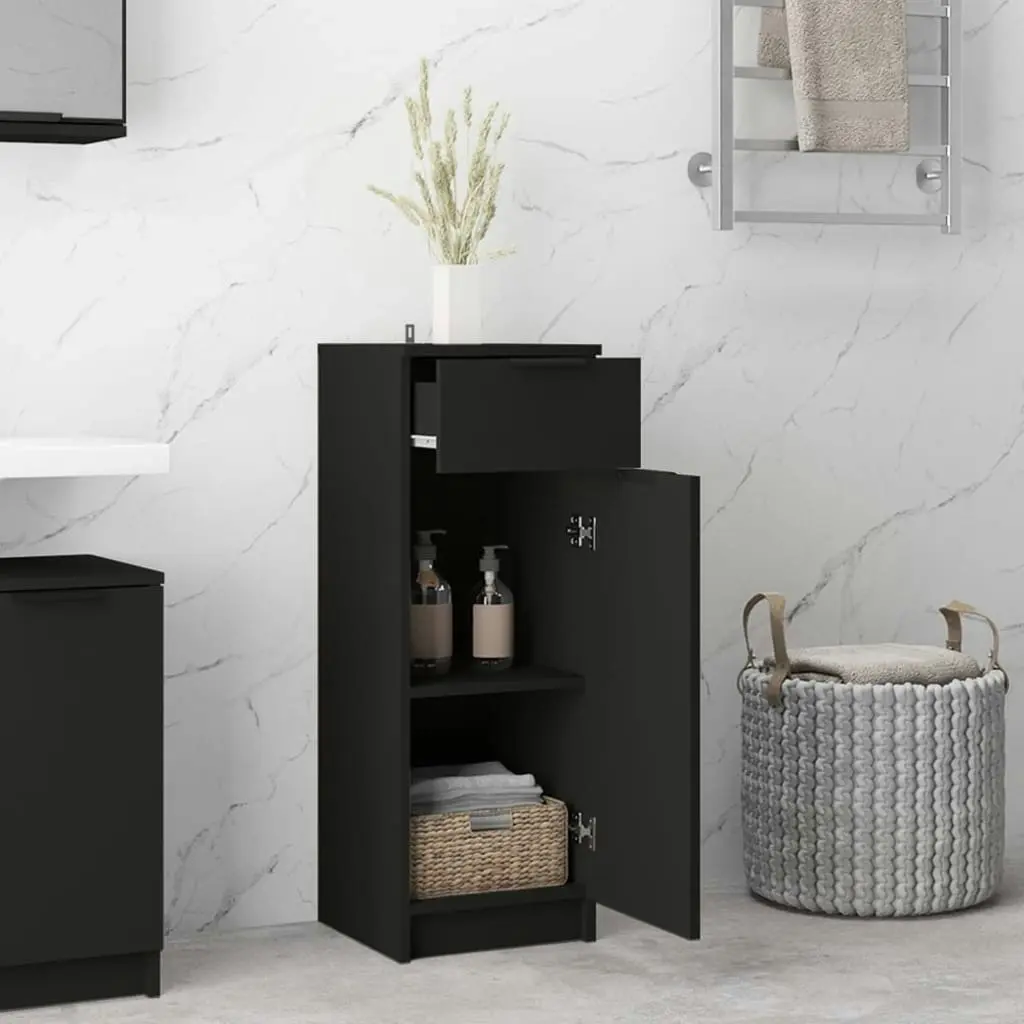 Bathroom Cabinet Black 32x34x90 cm Engineered Wood 811287