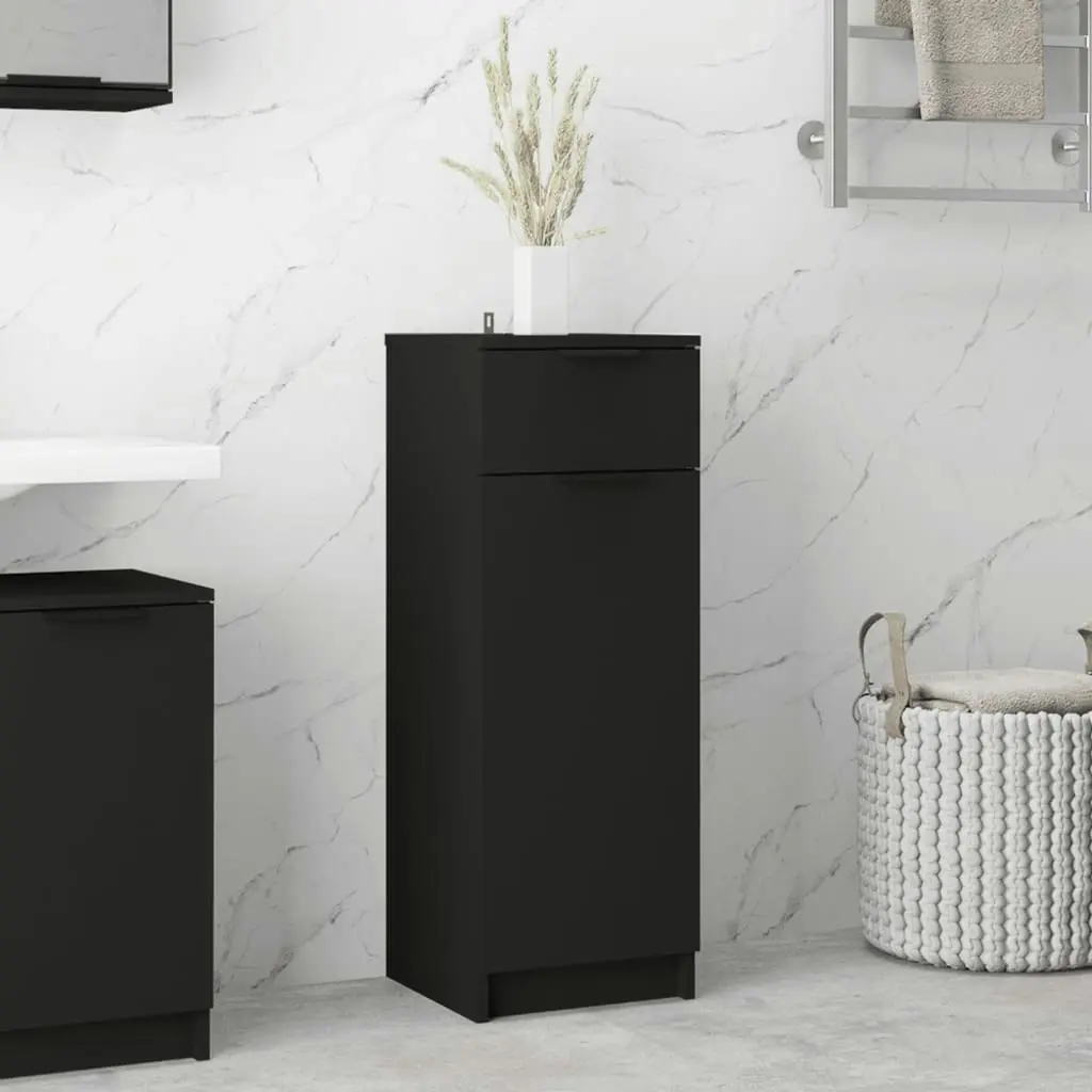 Bathroom Cabinet Black 32x34x90 cm Engineered Wood 811287